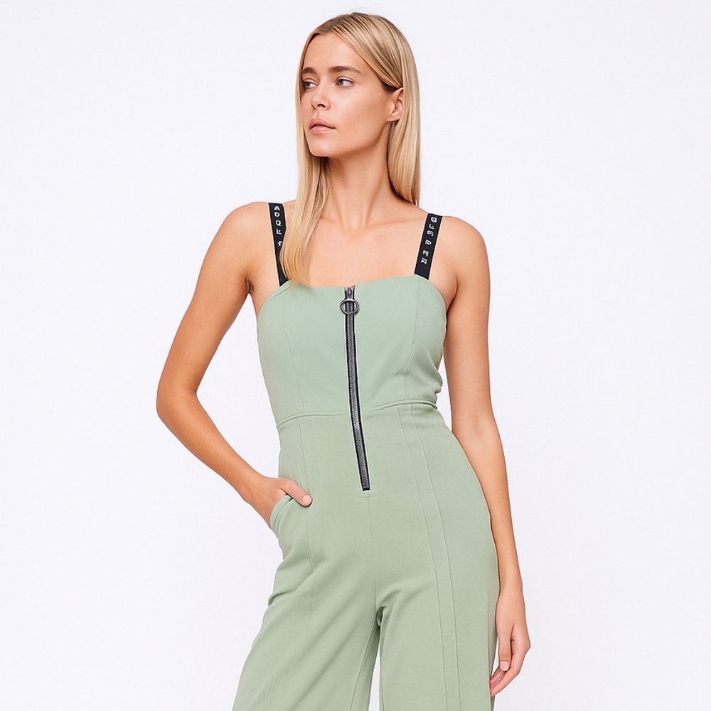 Koral Smooth Athleisure Jumpsuit | Pockets Logo Straps One & Done | S NWOT